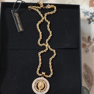 Gold and Black Medallion Necklace Stainless Steel